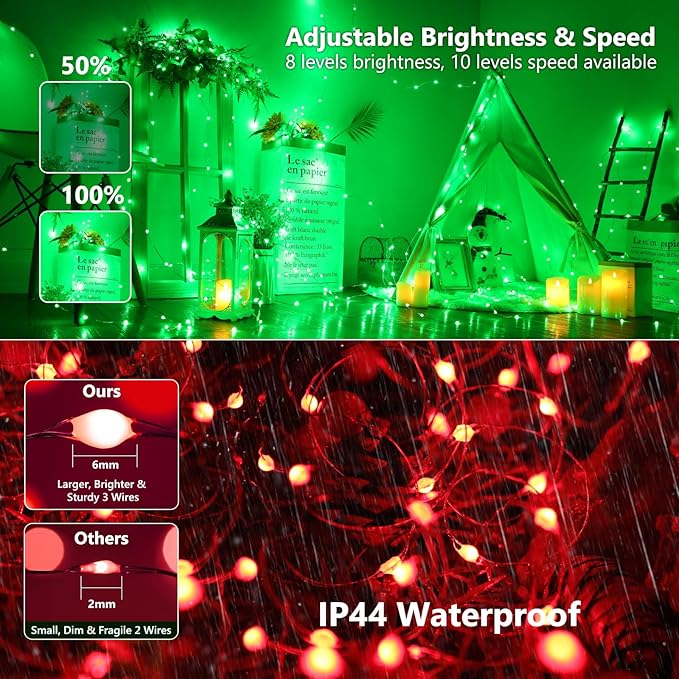 Indoor String Lights - 33 ft Color Changing 100 LED Fairy Lights with Timer