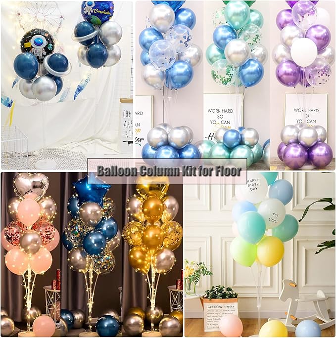 Balloon Stand Kit with 28 Balloons, 2 Bases and Transparent Columns