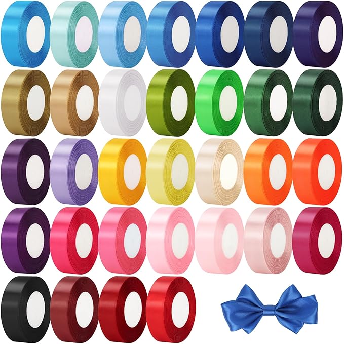 NESCCI 800 Yards Ribbon,1 Inch Satin Ribbon,Single Face Satin Ribbons, Perfect for Gift Wrapping,Wedding Decoration,Handmade Bows,Wrapping Bouquet,Halloween, Christmas