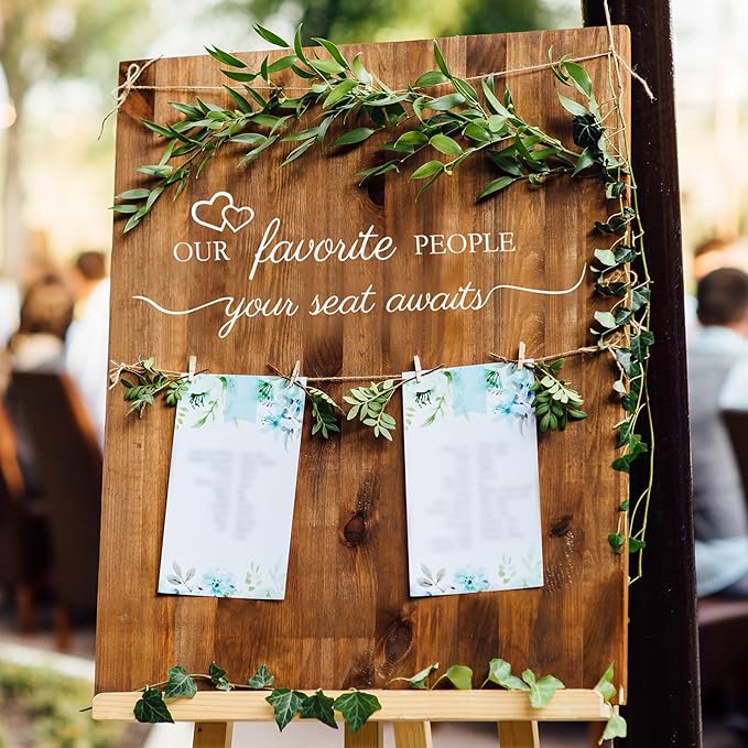 3 Pcs Wedding Seating Chart Decal Stickers DIY Our Favorite People Your Seat Awaits Vinyl Decal Wedding Sign Decor Seating Chart Board Mirror Stickers(White)