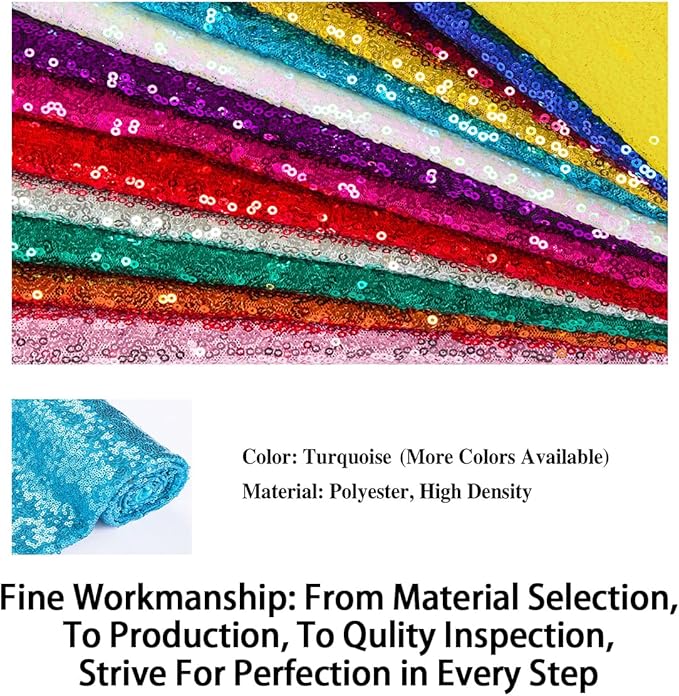 Aisle Runner, Turquoise Sequin Mesh, 2 x 15 ft Seamless Wedding Runner
