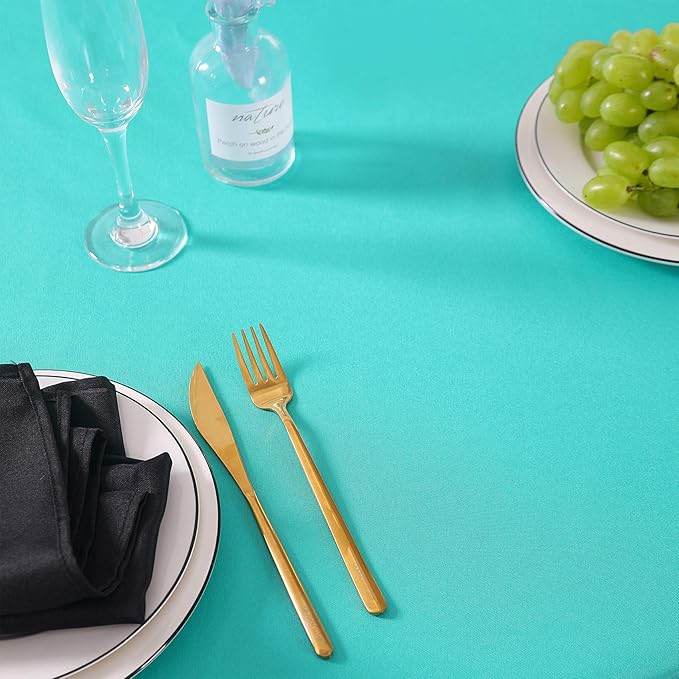 Rectangle Tablecloth 60x120 inch Washable Polyester Fabric Table Cloth for Wedding Party Dining Banquet Decoration（60x120, Turquoise）