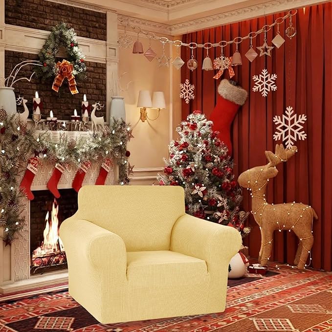 Sofa Slipcover in Champagne, Stretch Fit, Machine Washable
