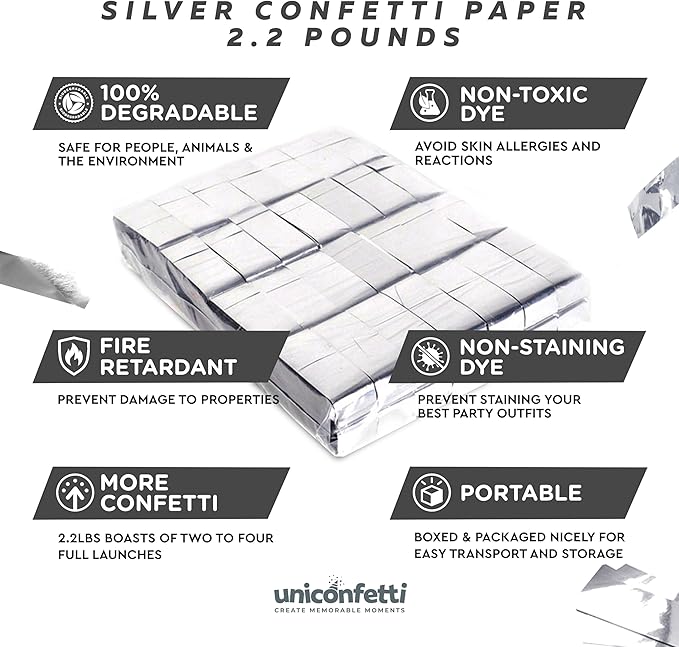 Confetti - Silver Paper, 2 lbs Biodegradable Bulk Pack