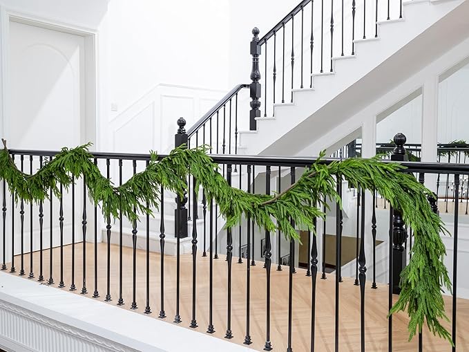 Norfolk Pine Garland, 15 Ft, Dark Green, Real Touch Needles