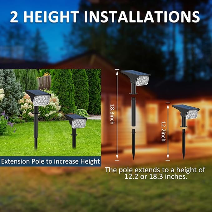 Solar Spotlight White 20-LED Outdoor Landscape Light IP65 Waterproof