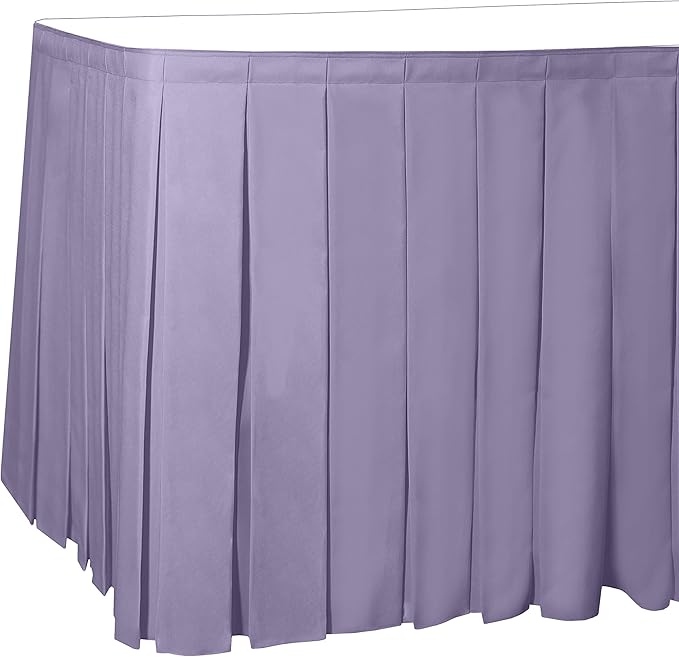 Ultimate Textile Pleat Polyester Fabric Table Skirt - Machine Washable Flame Resistant with Clips for Events, Weddings & Trade Shows, Cut & Sewn in Paterson, NJ - Lilac, 7' Box Pleat