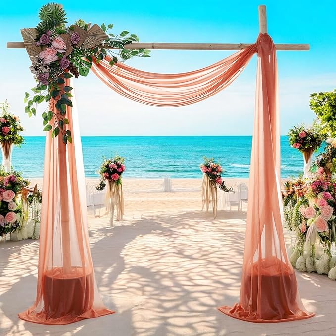 MDS Halloween Chiffon Draping Fabric - 1 Panel, 30" Wide x 40ft Long - Sheer Spooky Arbor & Canopy Drapery for Haunted House Backdrops, Party Ceilings, DIY Costumes & Themed Events - Terracotta