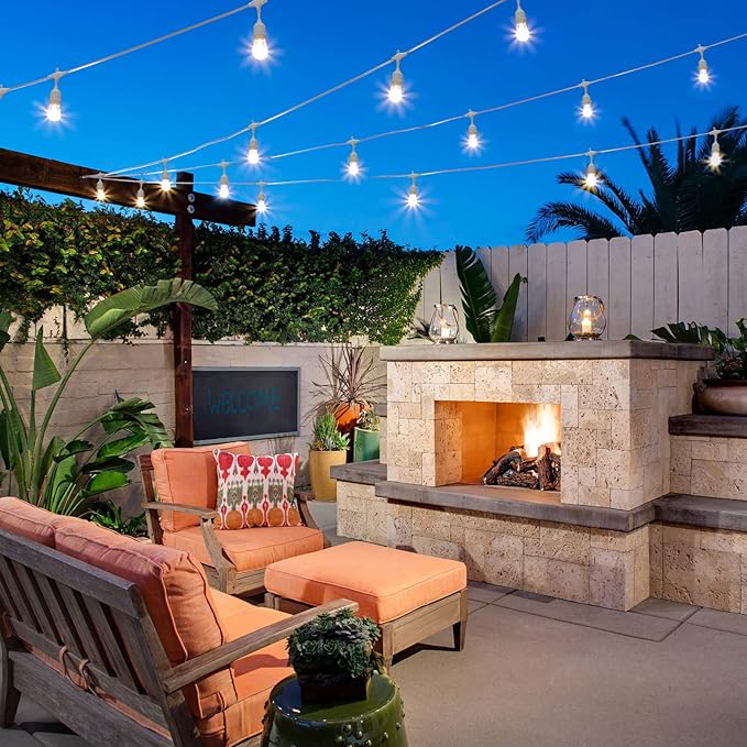 Outdoor String Lights 2-Pack 48 ft Dimmable LED with Remote, 3 Color Options