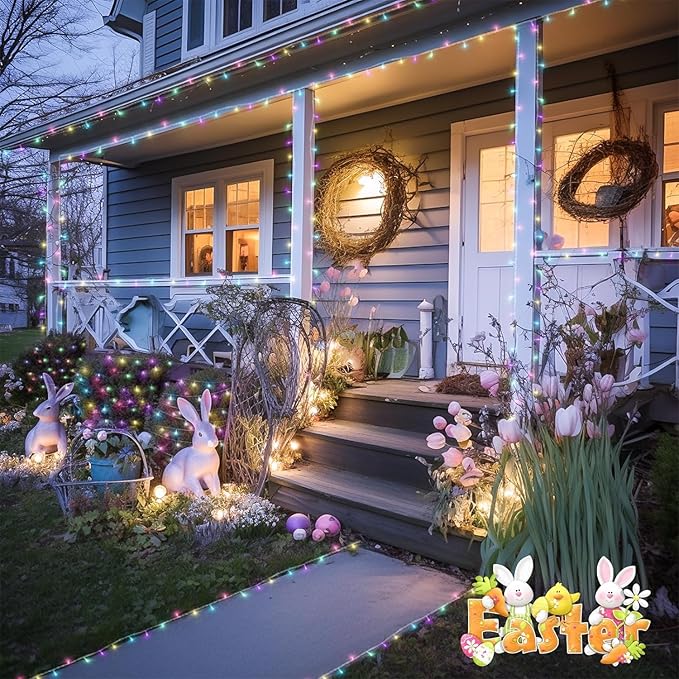 String Lights 168ft 600 LED Multicolor Easter Remote Waterproof Reel