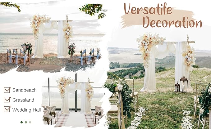 Artificial Flowers Kit for Wedding Arch, Beige Silk Roses with Drapes