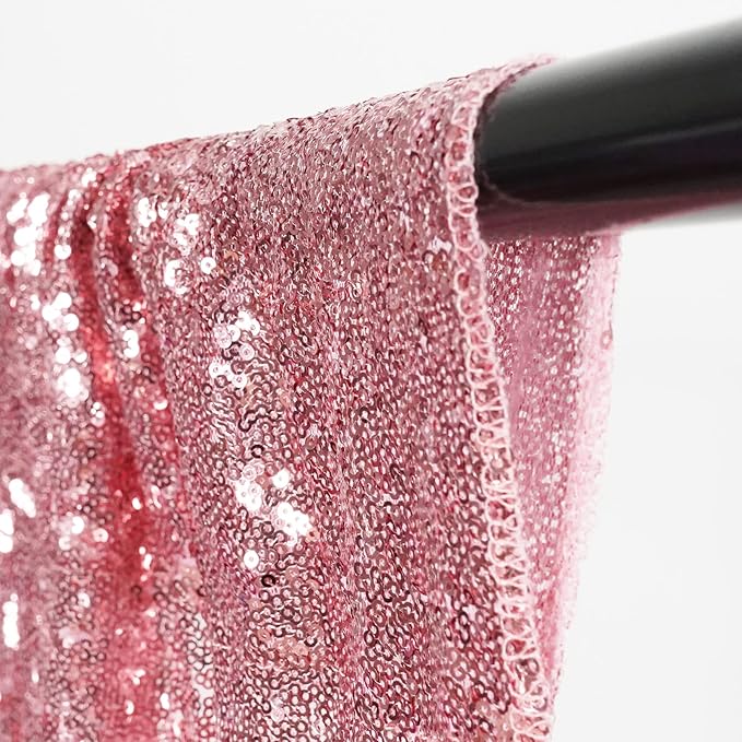 Poise3EHome Fuchsia Pink Sequin Backdrop, 4 Panels 2x8ft Glitter Curtain for Weddings, Parties, Photo Booth Decor