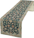Vintage Boho Floral Table Runner, Rustic Country Farmhouse Blue Teal Red Bohemia Flower Pattern for Home Kitchen Table Decor Dining Coffee Room Party Decor 13x120in