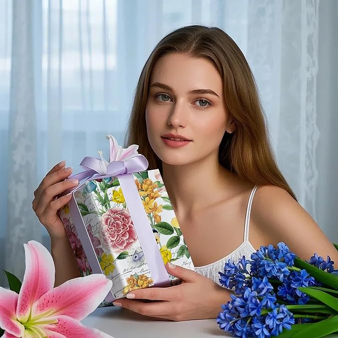 WRAPAHOLIC Floral Wrapping Paper Roll - Mini Roll - 17 Inch x 33 Feet - Garden Flower Wrapping Paper, Perfect for Girls Women Birthday, Wedding, Bridal Shower