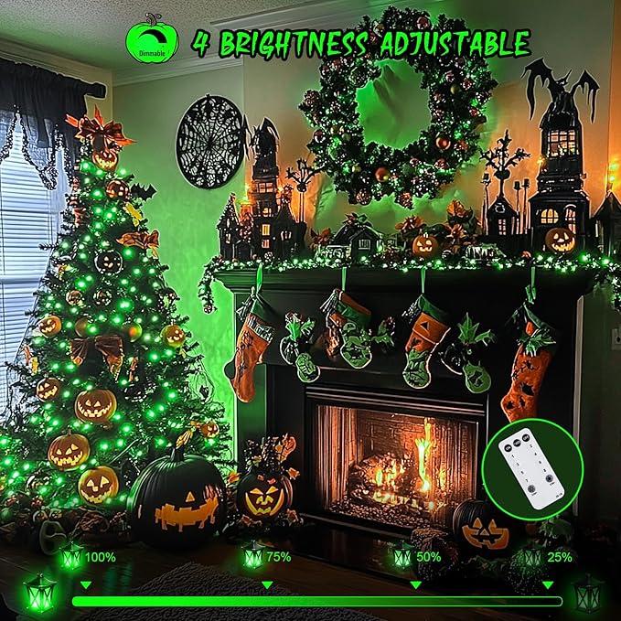 String Lights, 168 Ft Green 600 LED Set with Remote and Timer