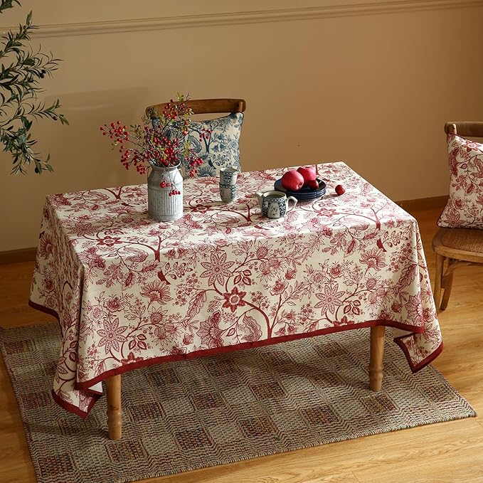 Tablecloth, 55 x 87 Inch Rectangular, Linen-Blend Polyester