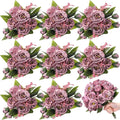 8 Bundles Artificial Peonies Flowers Boho Faux Flowers Arrangements Artificial Centerpiece Spring Bouquet Floral Wedding Decoration for Vase(Dark Purple)
