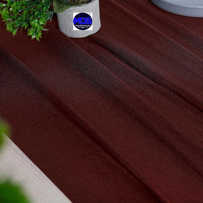 MDS 20 Pack 10ft Chiffon Table Runner 29 x 120 Inches Sheer Wedding Runner Romantic Rustic Table Runner for Wedding Decorations, Birthday Parties, Bridal Shower Party Arch Decor - Burgundy