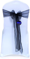 MDS Pack of 75 PCS Organza Chair Sashes Wider Dining Chair Bows Ribbon Tie Back for Wedding Party Birthday Bridal Shower Reception Event Banquet Home Chair Cover Decoration - Black