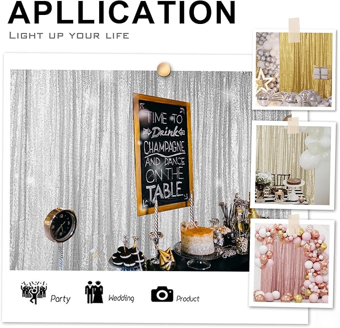 Backdrop Curtain, Lavender Sequin, 2 x 8 Ft Glitter Event Decor