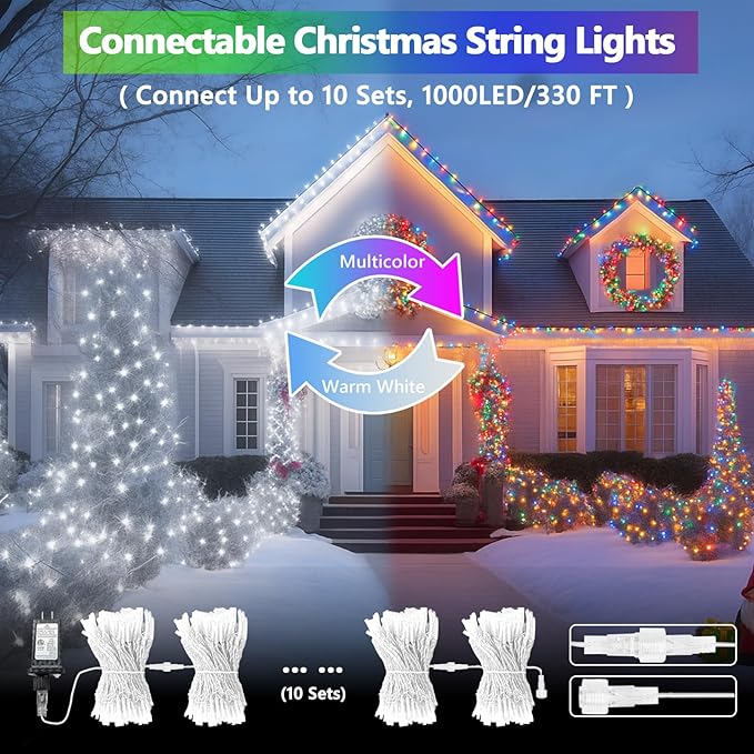 String Lights 33 FT, 100 LED Color Changing, 11 Modes, Timer