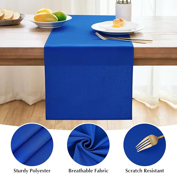 2 Pack Blue Small Short Table Runner 12 x 24 Inch Solid Color Runners Coffee Table Dresser for Daily Party Home Decoration