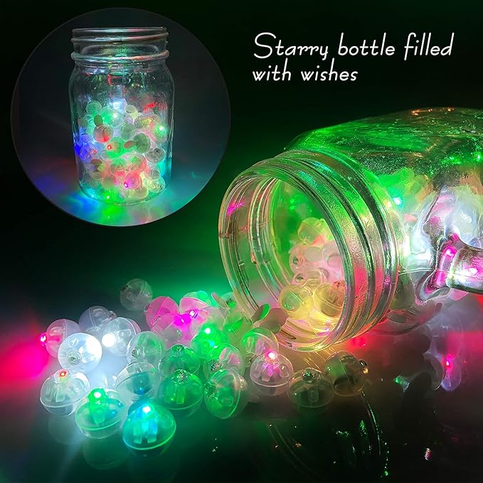 Aogist 50pcs Multicolor Balloon Lights,Long Standby Time Waterproof Mini Light,Battery Powered,Round LED Ball Lamp for Latex Balloon Paper Lantern Party Wedding Festival Christmas Halloween Decorative