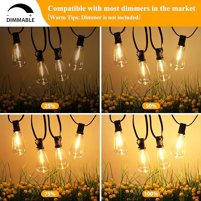 String Lights, 120 Ft Outdoor Edison Bulbs, 62 Shatterproof LED Bulbs