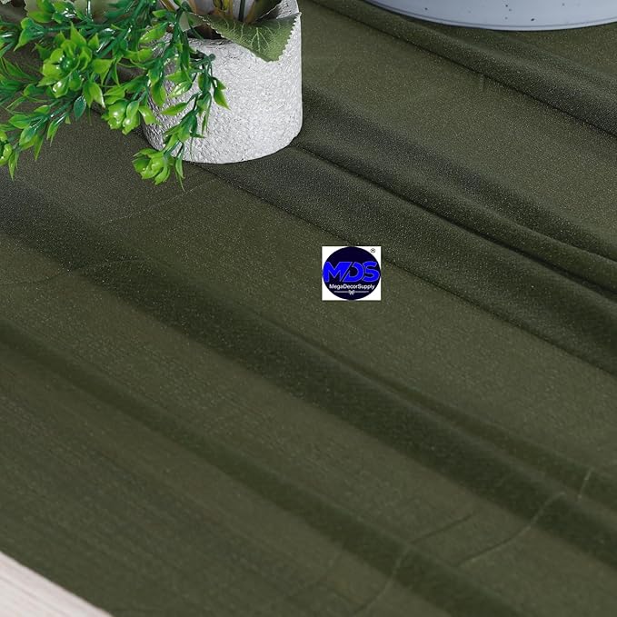 MDS Halloween Chiffon Table Runner - 20 Pack, 29 x 170 Inches, 14ft Each - Sheer Spooky Table Runners for Haunted House Parties, Trick-or-Treat Tables, Witchy Décor, Wedding & Events - Olive Green
