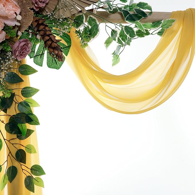 Backdrop Fabric Panels, Gold Sheer Chiffon, 2 Pack, 30 x 40 Ft