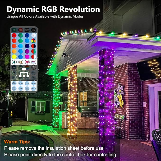 LED String Lights, 66 ft Multicolor with 48-Key Remote and Timer