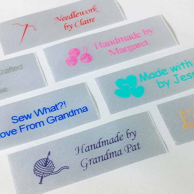 Personalized Satin Sewing Labels for Knitting, Quilting and Sewing Crafts 3/4" x 2 1/2" (20mm x 60mm) (250)