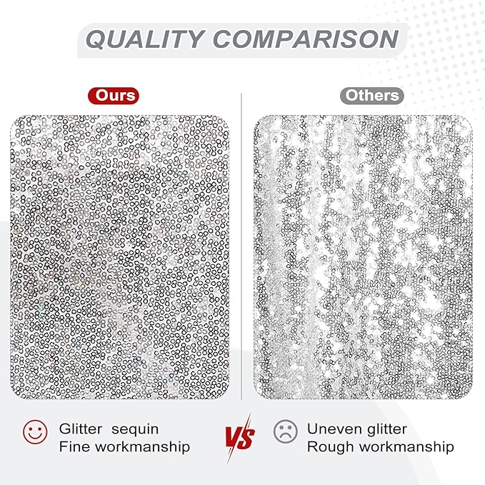 Backdrop with Silver Sequin, 20 ft x 10 ft for Photos and Events