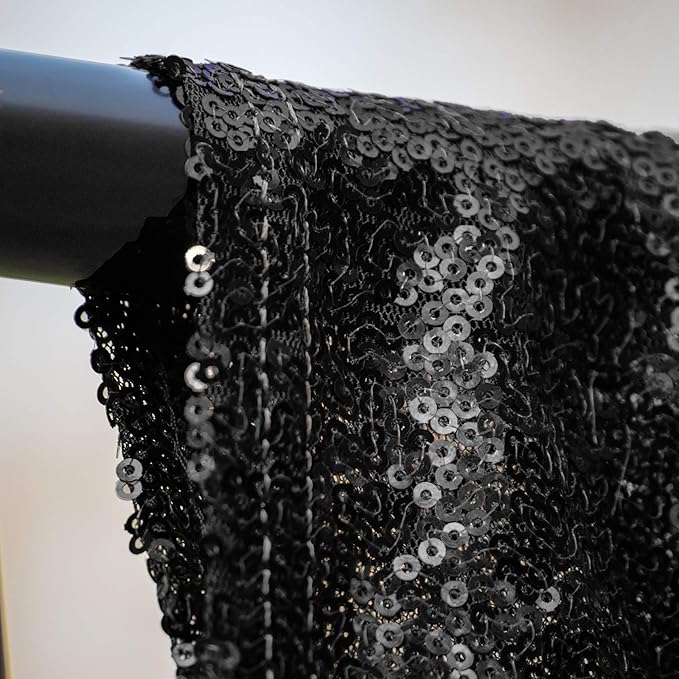JYFLZQ Black Sequin Backdrop Curtains 10ft x 10ft 1 Panel Halloween Backdrop Glitter Photo Booth Backdrops Sparkly Photography Background Drapes for Graduation Birthday Parties