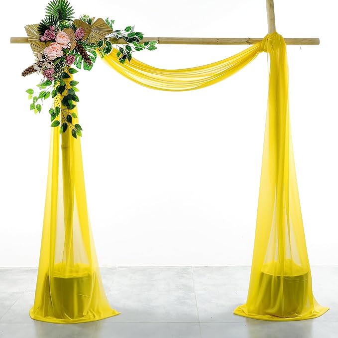 Backdrop Fabric Panel Yellow Sheer Chiffon, 30 In x 40 Ft