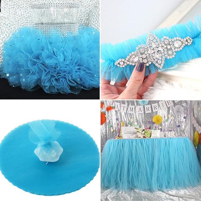 Turquoise Tulle Fabric Rolls 6 Inch by 100 Yards (300 feet) Fabric Spool Tulle Ribbon for DIY Tutu Bow Baby Shower Birthday Easter Party Wedding Decorations Christmas Craft Supplies