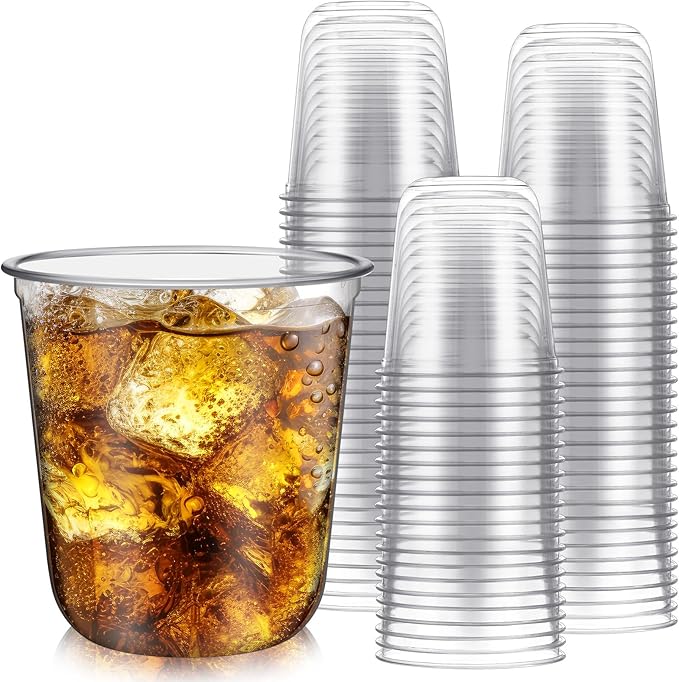 Disposable Plastic Wine Cups, 12 oz Clear, 100 Count