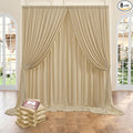 8 Panels Beige Backdrop Curtains for Party Background, Wrinkle Free Beige Photo Curtains Backdrop Drapes Back Drop Cloth for Wedding Birthday Photography Baby Shower Decor, 40ftx10ft
