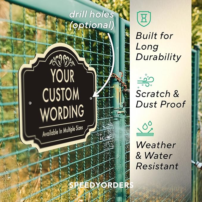 Custom Decorative Outdoor Metal Sign - Personalized Aluminum Sign, Waterproof & Made In USA - Design 2 Black Charcoal 12x8 In