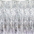 GOER 3.2 ft x 8.2 ft Metallic Tinsel Foil Fringe Curtains Party Photo Backdrop Party Streamers for Birthday,Graduation,New Year Eve Decorations Wedding Decor (Silver,3 pcs)