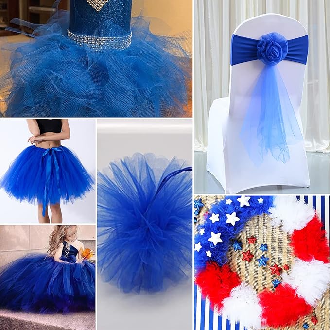 Royal Blue Tulle Fabric Rolls 6 Inch by 100 Yards (300 feet) Fabric Spool Tulle Ribbon for DIY Royal Blue Tutu Bow Baby Shower Birthday Party Wedding Decorations Christmas Craft Supplies