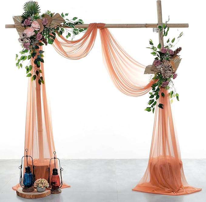 Backdrop Fabric Panel, Coral Peach Sheer Chiffon, 30 In x 40 Ft