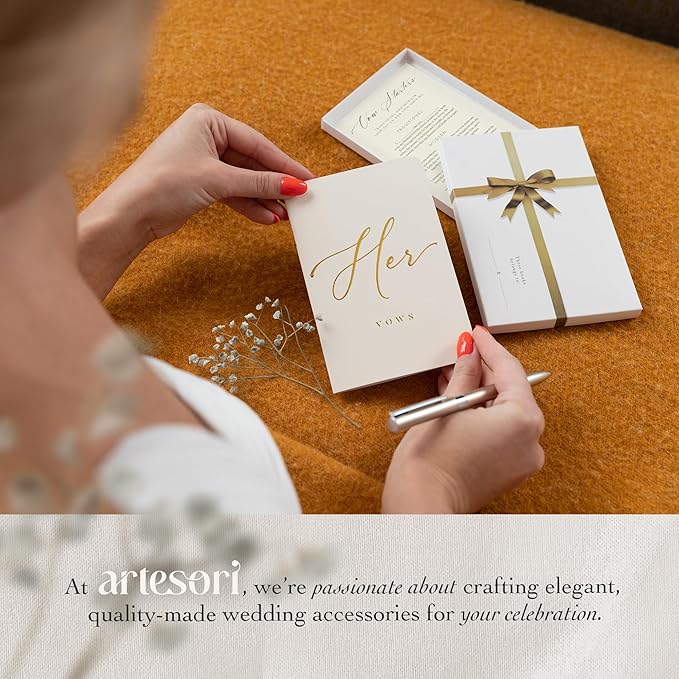 ARTESORI Premium Wedding Vow Book for Her & Him, Soft Touch, Gold Foil, 28 Lined Pages, Vow Books His and Hers, Wedding Essentials, Wedding Registry Ideas, His and Hers Gifts [Mint & Sage]