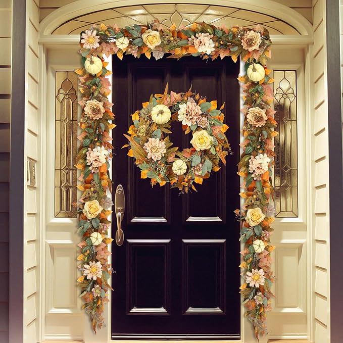 Garland 72 Inch Plastic with Pumpkins and Maple Leaves