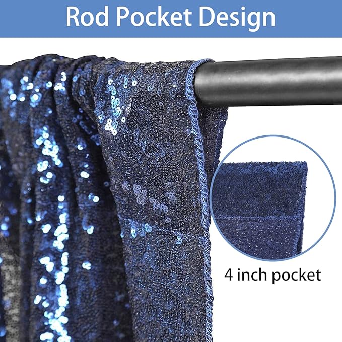 Backgrounds Navy Sequin Mesh Backdrop, 2 x 8 Ft, Pack of 4, Wrinkle-Free