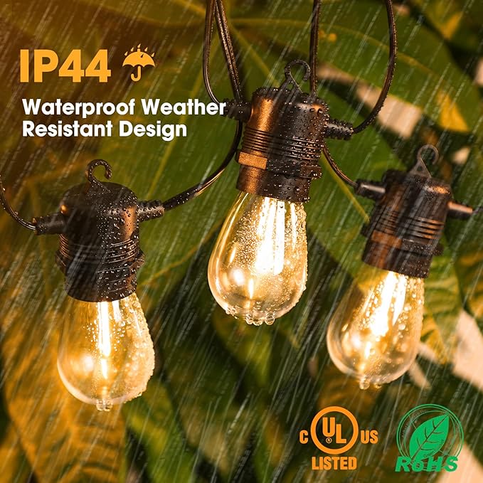 String Lights for Outdoor Use: 50 Ft LED, Yellow, Shatterproof