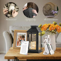 Decorative Candle Lantern Memorial Gift with Metal and Glass, 14.2 Inch LED