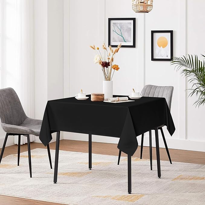 sancua Black Square Tablecloths 54x54 Inch, 2 Pack - Fabric Table Cloth for Square or Round Tables, Washable Polyester Table Cover for Dinner, Holiday Party, Decorative Display Tables