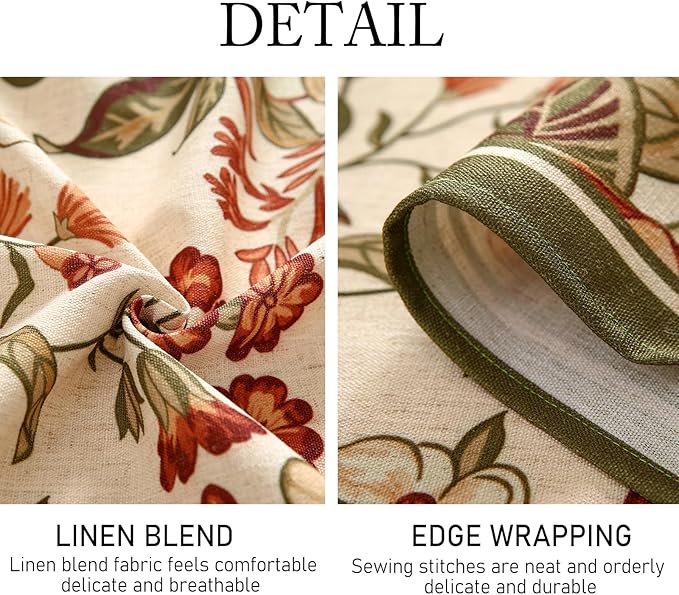 Tablecloth 55x79 Inch Rectangular Linen-Polyester Blend Floral Print