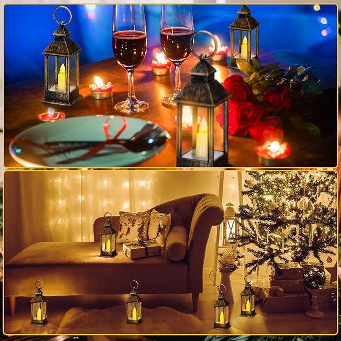 Decorative Candle Lanterns 24 Pack, Battery LED Rustic Plastic Mini